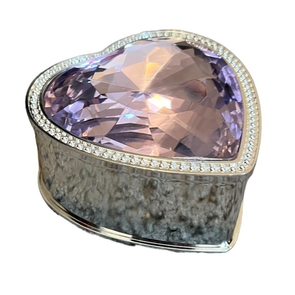 QVC Silver-tone Heart-shaped Safe keeper Gem Box by Lori Greiner - Pink Stone - Picture 2 of 7